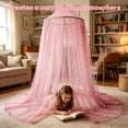 thumbnail image 3 of Pink Bed Canopy for Girls with Glowing Stars Premium Canopy Bed Curtains Fits Single, Twin, Full, Queen Size Kids Bed, Princess Netting Room Decor, Ceiling Tent to Cover Toddler, Canopy for Bed, 3 of 7