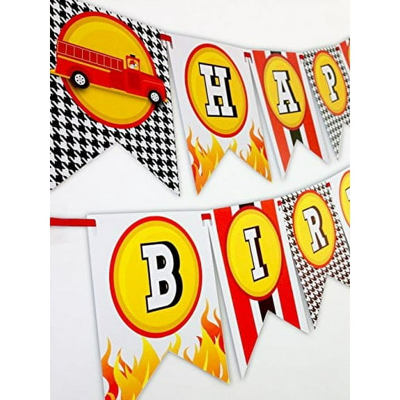 Fireman Party Happy Birthday Banner