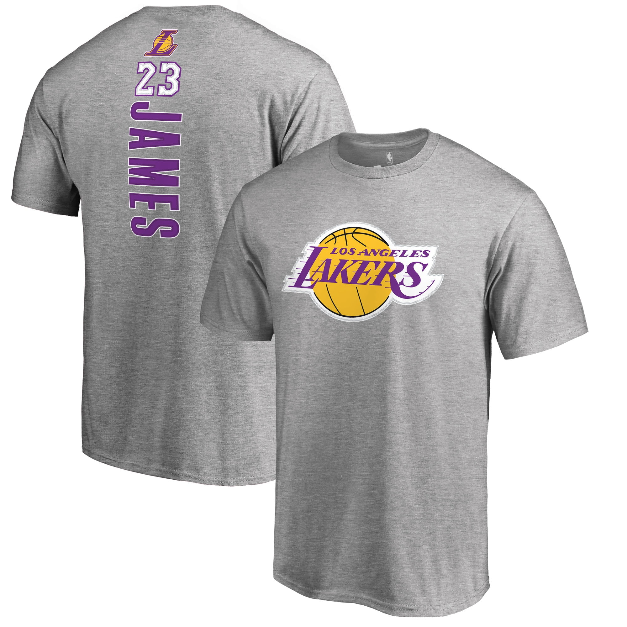 Men's Fanatics Branded LeBron James Heather Gray Los Angeles Lakers Backer Name & Number T-Shirt