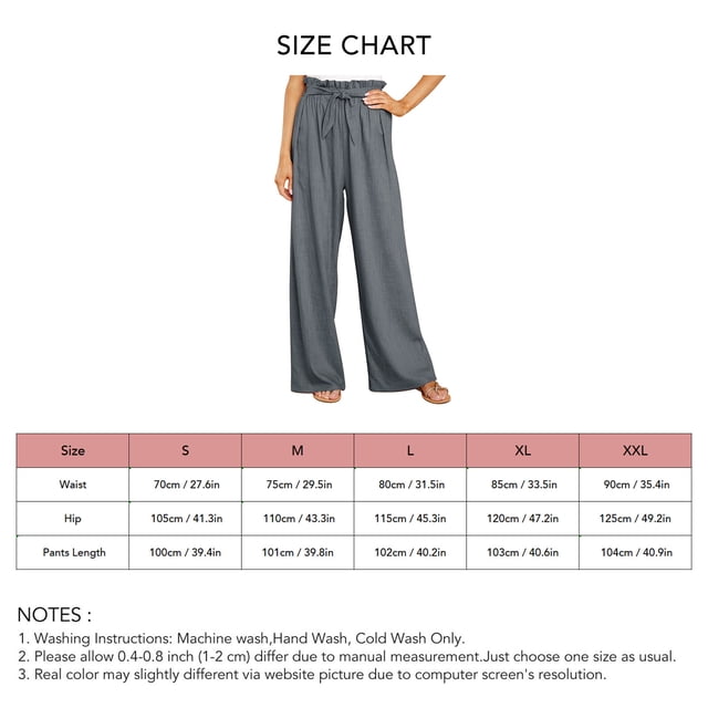Pantalones largos de mujer pantalones casuales de mujer de color puro con cinturón para fiesta ANGGREK Otros