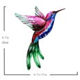 thumbnail image 2 of Escultura de metal con forma de colibrí para colgar en la pared, diseño de pájaro de colores en 3D, para exteriores, 2 of 5