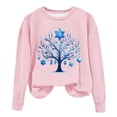 thumbnail image 2 of Fznquz Fall Winter Tops for Teen Girls Crewneck Pink Hanukkah Sweatshirts Trendy Casual Long Sleeve Womens Tee, 2 of 4