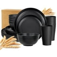 thumbnail image 4 of Michnild Dinnerware Sets Minimalist Wheat Straw Unbreakable Dishwasher Safe 32PCS Service for 8,Black, 4 of 9