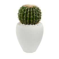 Nearly Natural Cactus Artificial Plant in White Planter