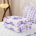 thumbnail image 6 of Homewish Cute Dog Paws Zipper Queen Comforter Set with Fitted Sheet and 2 Pillowcases,Heart Bowknot Zipper Bedding Set,Purple,Reversible,4pcs, 6 of 8
