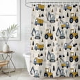 thumbnail image 2 of 60x72 Inch Shower Curtains for Bathroom, Cartoon Truck Fabric Bath Curtain Decor, Cute Yellow Grey Excavator Bulldozer Pine Tree Restroom Curtains Shower Set Accessories with 12 Hooks 60 Inch, 2 of 7
