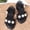 Black, variant on Girls Kids Flat Sandals Non-Slip PU Faux Leather Open Toe Beige Flower Pearl Hook and Loop Summer Shoes,Size 13