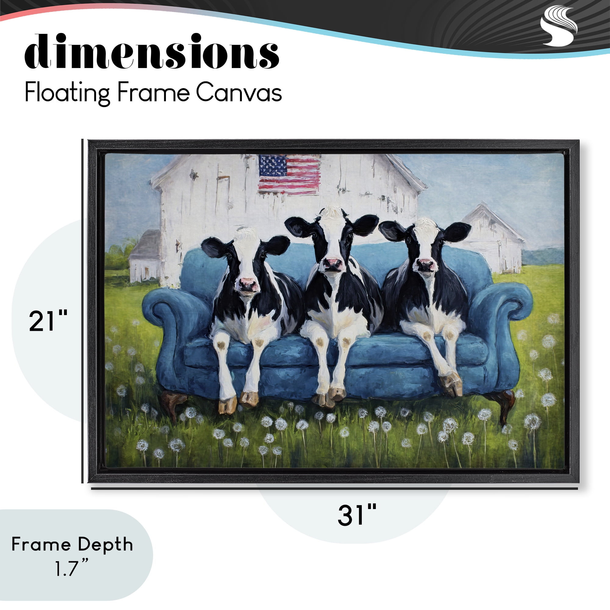 Stupell Industries Barnyard Sofa Sisters Black Framed Floater Canvas Wall Art, design by Tina LeCour
