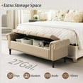 thumbnail image 2 of Dycanpo 62" Storage Ottoman Bench with Arms, Linen Upholstered, End of Bed Bench for Bedroom, Wheat, 2 of 8