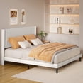 thumbnail image 6 of Asofer King Bed Frame, Upholstered Wingback Headboard, Modern Geometric Design, Wooden Slats Support, White, 6 of 9