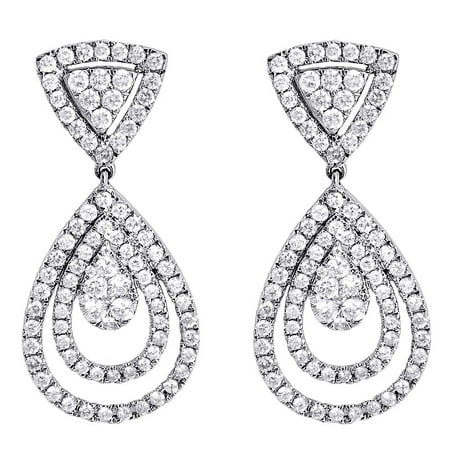 Jewelry For Less Diamond Teardrop Earrings Las 14k White Gold Diamond Teardrop Earrings Las 14k White Gold Round Pave Danglers 2 54 Tcw