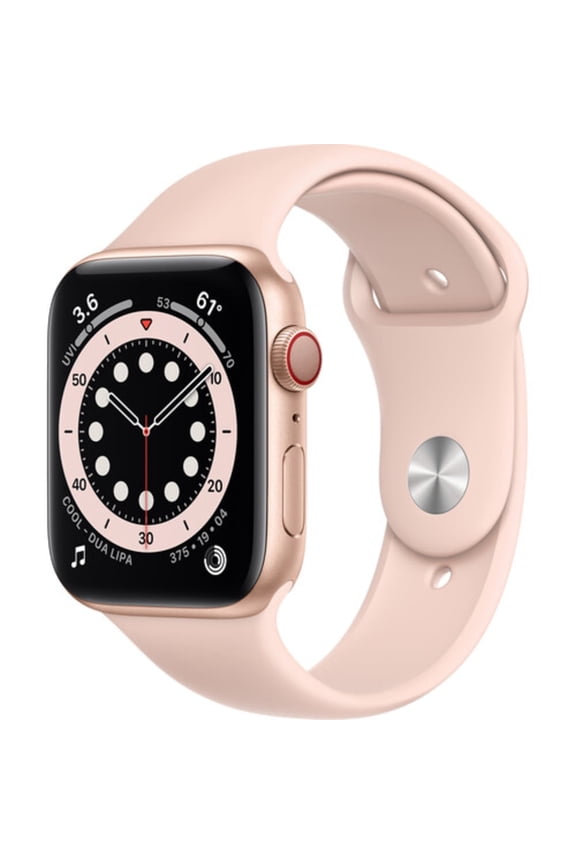 Pre-Owned Apple, Watch Series 6, GPS + Cellular, Pink Sand Sport Band, 1 Each, Aluminum Case, Gold/44mm, 1, 1, 1