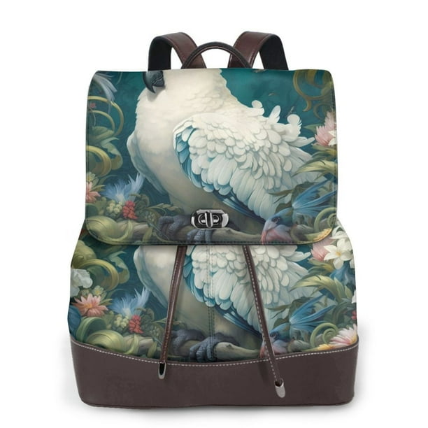 Fotbe Tropical Parrot Floral Artwork Mochila Bolso con Estampado para Mujer, Mochila Antirrobo de Nylon Impermeable, Bolsa Ligera de Hombro