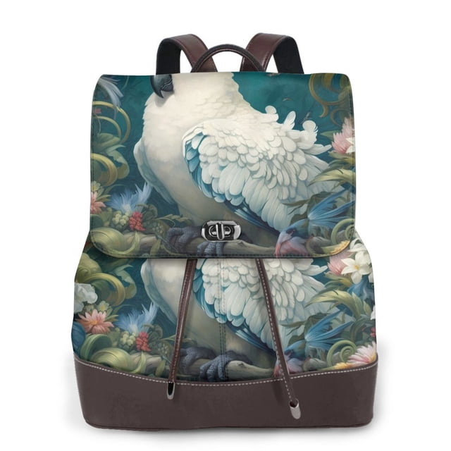 Fotbe Tropical Parrot Floral Artwork Mochila Bolso con Estampado para Mujer, Mochila Antirrobo de Nylon Impermeable, Bolsa Ligera de Hombro