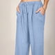 thumbnail image 3 of Pantalones anchos de lino con cintura alta y cordón para mujer: pantalones elásticos tipo palazzo para yoga, ideales para llevar con ropa informal, 3 of 7