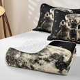 thumbnail image 4 of Castle Fairy Wildlife Raccoons Quilt Full,Moon Stars Print Full Bedspread Sets,Black Cream White, 4 of 7