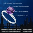thumbnail image 2 of Gem Stone King 14K White Gold Purple Amethyst Women Solitaire Engagement Ring (1.70 Ct Round, Gemstone Birthstone, Available in Size 5, 6, 7, 8, 9), 2 of 6