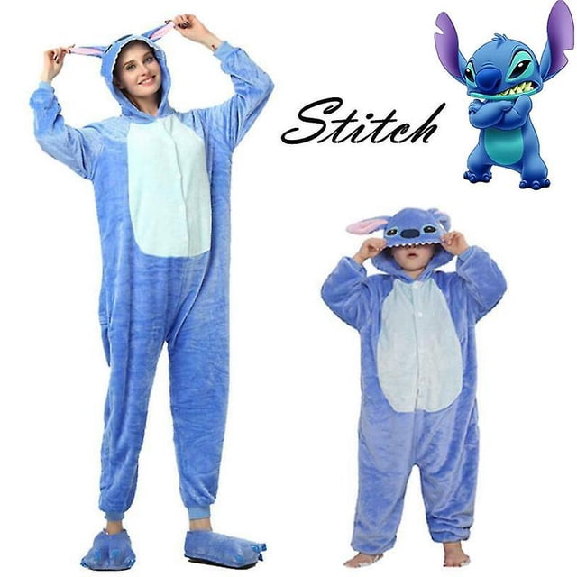 Unisex Niños Adultos Blue Stitch Pijamas Cosplay Disfraces Onesie Kigurumi Monos Ropa de dormir