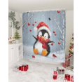 thumbnail image 3 of Christmas Penguin Shower Curtain, Xmas Watercolor Birds Balls Snowflake Waterproof Washable Boho Funny Cute Shower Curtains Set for Bathroom Farmhouse Bathtubs Decor with Hook, 36"Wx72"L, 3 of 7