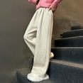 thumbnail image 4 of EnJoCho Childrens Straight Wide Leg Pants Girls Older Junior High School Students Casual Sweatpants Trousers Elastic Waist Comfort Trendy Everyday, 4 of 8