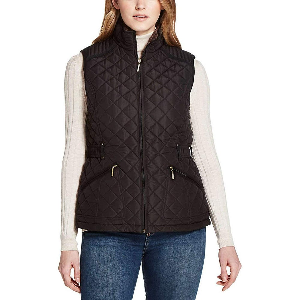 Weatherproof Weatherproof Women's Quilted Faux Fur Lined Vest, Black Medium NEW Walmart
