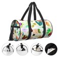 thumbnail image 5 of Xecao Floral Vintage print Round Travel Duffel Bag is a foldable gym bag with an inner pocket, perfect for travel sports, 5 of 8