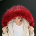 thumbnail image 1 of Chaqueta de plumón con cuello de piel sintética de zorro y piel sintética de mapache, sombrero, tira de piel sintética, abrigo de piel sintética, cuello de piel para mujer, invierno, 1 of 6