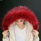 thumbnail image 1 of Chaqueta de plumón con cuello de piel sintética de zorro y piel sintética de mapache, sombrero, tira de piel sintética, abrigo de piel sintética, cuello de piel para mujer, invierno, 1 of 6