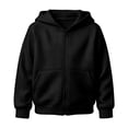 thumbnail image 4 of SJLDQY Boys Zip Up Hoodies Casual Long Sleeve Hooded Sweatshirts with Pocket Fall Winter Outfits Solid Color Fleece Waffle Hoodies for Boys, 4 of 5