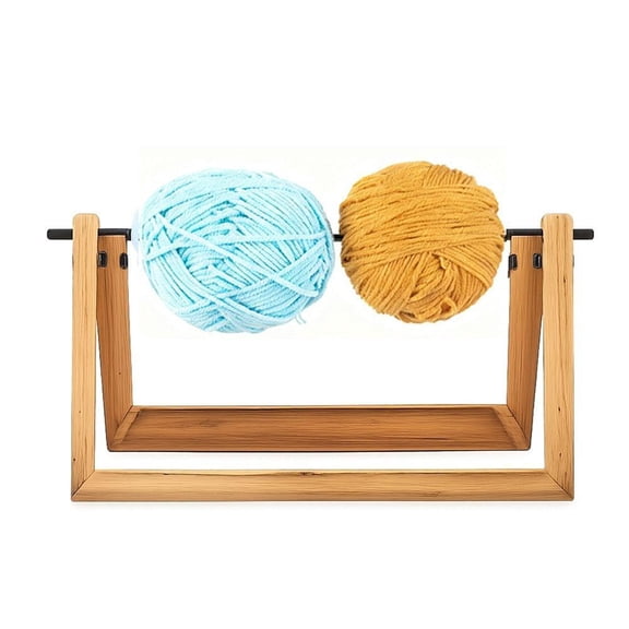 IFRINID Wooden Yarn Holder With Rotating Metal Swivel for Crochet and Knitting-Solid Pine Wood Carbonized Stand in 3 Sizes for Home