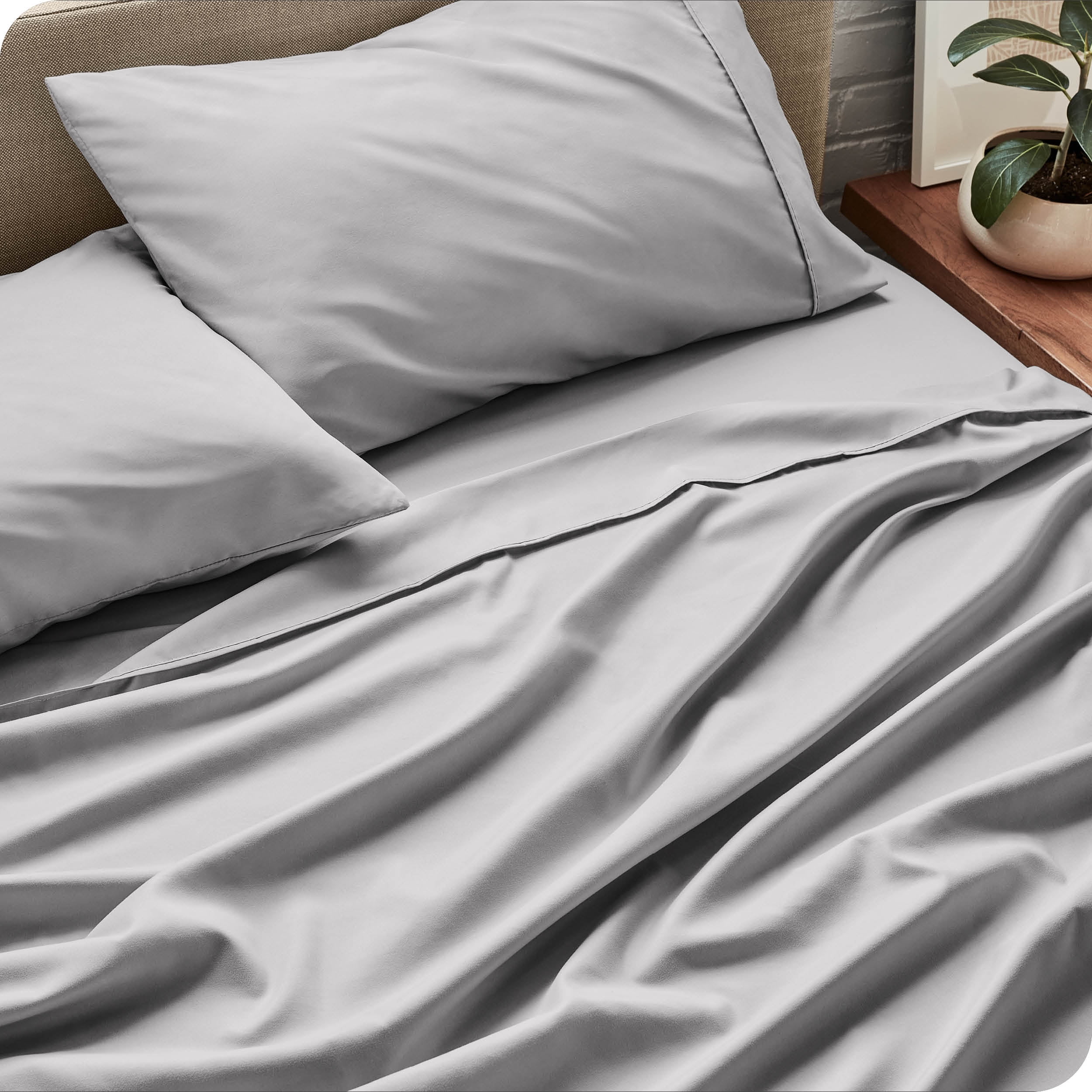 Bare Home Light Gray Microfiber Sheet Set, Wrinkle Resistant, Deep Pocket, Twin