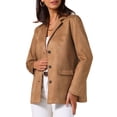 thumbnail image 4 of Chaqueta de Blazer de Ante Femenina Vintage Casual con Botones y Mangas Largas con Bolsillos S Marrón, 4 of 6