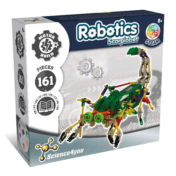 Science4you Scorpiobot Kit Robotique pour Enfants - la Construction de Jouets Robots pour les Enfants de 8-12 Ans, Kit de Robot avec 161 Pièces, Jeux de Construction de Tige, Robots pour Enfants, Cadeau pour les Garçons de 8 Ans et Plus et Gi