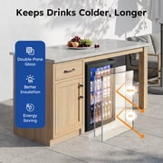 Simzlife 130 Can Beverage Refrigerator with Glass Door for Home, 17.3 in D, 31.3 in H, Black