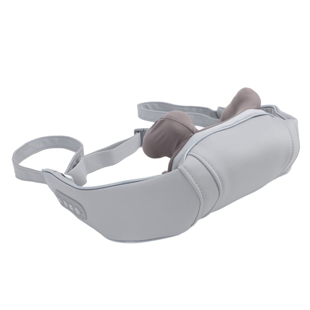 Masajeador de cuello y hombros con compresas calientes de 2 puntos fuertes para aliviar el estrés, almohada de masaje eléctrica de amasamiento, color gris