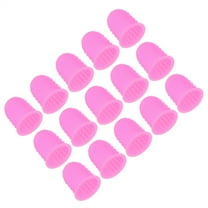 Uxcell Rubber Finger Tips, 15 Pack Silicone Thumb Fingertip Protector Finger Cots Covers Guard Pads Thimble Grips for Office Counting Sewing, Pink Medium Size