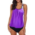 thumbnail image 1 of Womens Blouson Striped Printed Strappy T-Back Push up Tankini Top with Shorts, 1 of 6