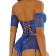thumbnail image 2 of TRKIYQC Conjunto de lencería sexy para mujer, blusas y bragas cortas con dobladillo de encaje y hombros descubiertos de manga corta con ligas de tirantes TRKIYQC moda, 2 of 7
