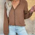 thumbnail image 6 of Casual Women's Tops Fashion Plus Size Fashion Woman V-Neck Long Sleeve T-Shirt Solid Loose Blouse Tops, 6 of 6