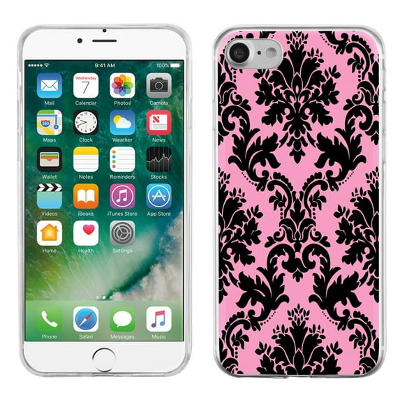 Slim-Fit Case for Apple iPhone 8, OneToughShield ® Premium TPU Gel Phone Case - Victorian Pink/Black