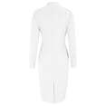 thumbnail image 4 of Women's Solid Color Blazer Dress, Wrap Style Buttoned Midi Dress with Long Sleeves, Formal Work Dress and Business Casual Office Wear for Women White XXL, 4 of 9