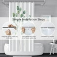 thumbnail image 4 of White Shower Curtain Set with Hooks Sage Green Leaves Shower Curtain for Bathroom Green Eucalyptus Leaves Branches Waterproof Fabric Decor 84x72inches, 4 of 6