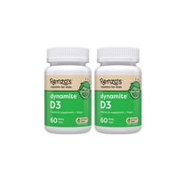 (2 pack) Renzo’s Vitamins Dynamite D3 Vitamin Melty Tabs Sugar Free and Vegan Dietary Supplements for Kids, Green Apple Flavor, 60 Count