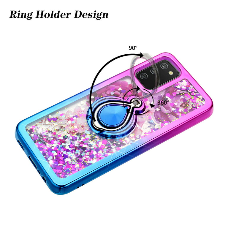 Qokey for Galaxy A03S Case 6.5(164mm),Cute Bling Plated Gold Love Heart  with Anti-Fall Camera Lens Cover Protection Soft Phone Case for Samsung