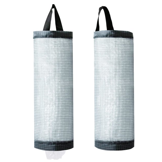 TOGETRUE Soporte para bolsas de plástico, soporte para bolsas de comestibles de malla, dispensador de bolsas de almacenamiento para colgar (gris oscuro, 2 paquetes)