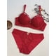thumbnail image 1 of Ropa interior push-up de pecho pequeño para mujer, conjunto de sujetador sexy de encaje anticaída con colector de pecho, sujetador superior grande que revela el pecho, 1 of 6