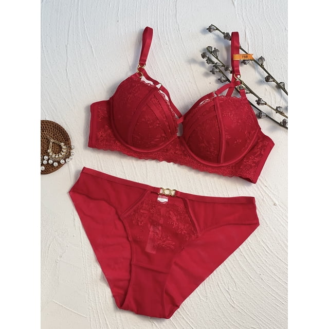 Ropa interior push-up de pecho pequeño para mujer, conjunto de sujetador sexy de encaje anticaída con colector de pecho, sujetador superior grande que revela el pecho