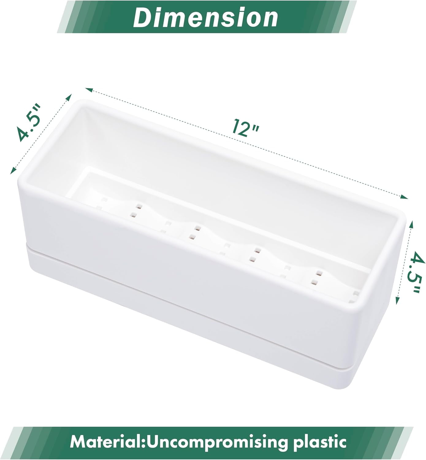 12 Inch Window Box Planter, Rectangle Plastic Herb Planter with Drainage Holes and Saucer, Indoor Succulent Cactus Vegetable Pot for Windowsill, Garden Balcony, Clear, Set of 2, 76-X-D-2