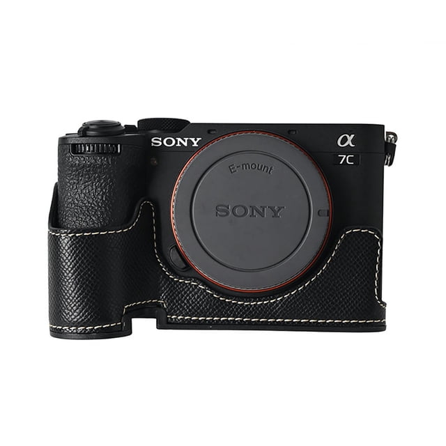 GadgetCom Camera Half Case Compatible with Sony Alpha 7C II Mark 2 A7C2 A7CII , Anti-Slip PU Leather Shell Protective Cover