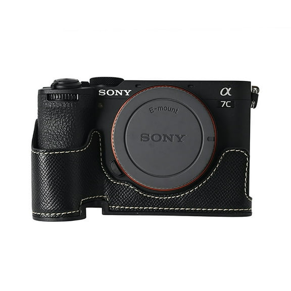 GadgetCom Camera Half Case Compatible with Alpha 7C II Mark 2 A7C2 A7CII , Anti-Slip PU Leather Shell Protective Cover
